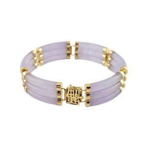 Vintage 14K Yellow Gold Purple Jade Bracelet #13951